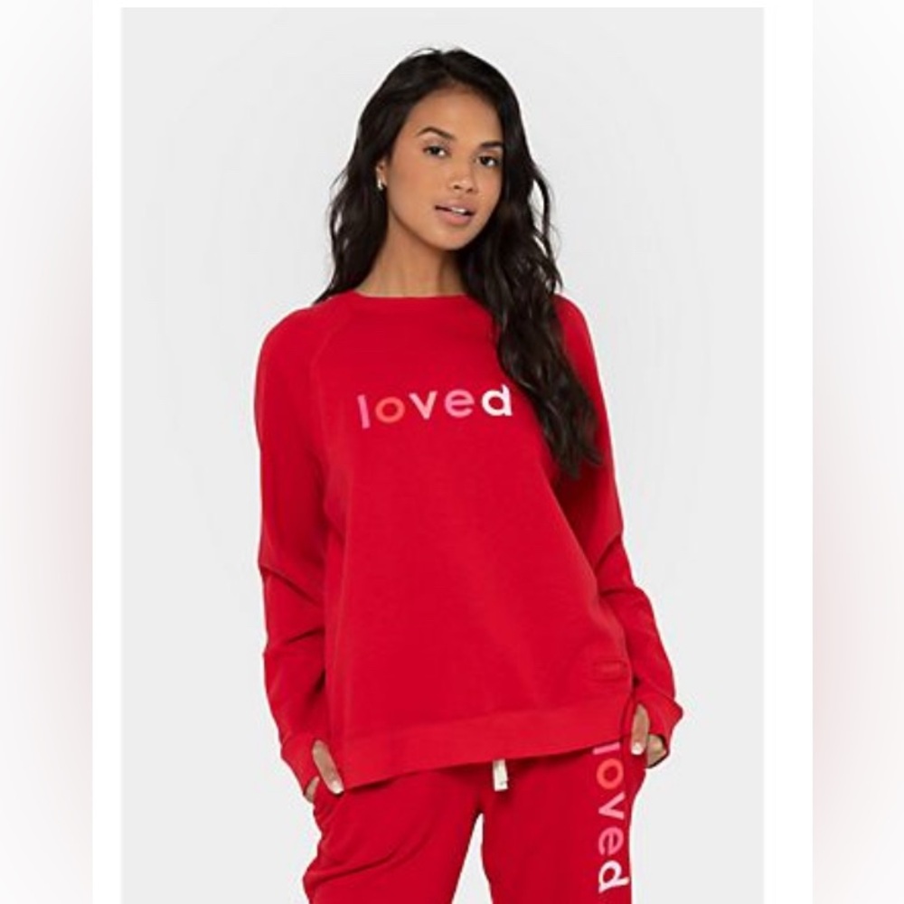 PEACE LOVE WORLD • “loved" Oversized Sweatshirt - Size XS, Red